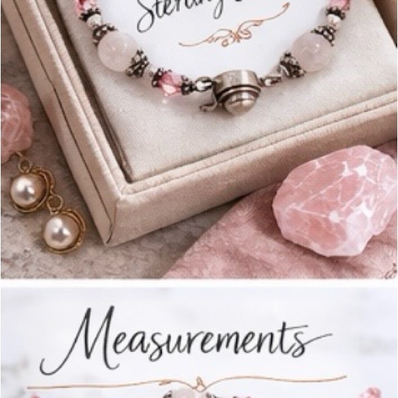 Vintage Artisan Rose Quartz Sterling Silver Beaded Bracelet Pink Crystal - Picture 8 of 12